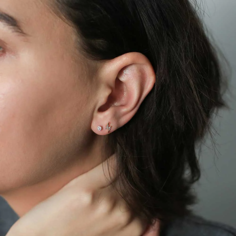 Pave Lightning Threaded Flat Back Earring - Image 3