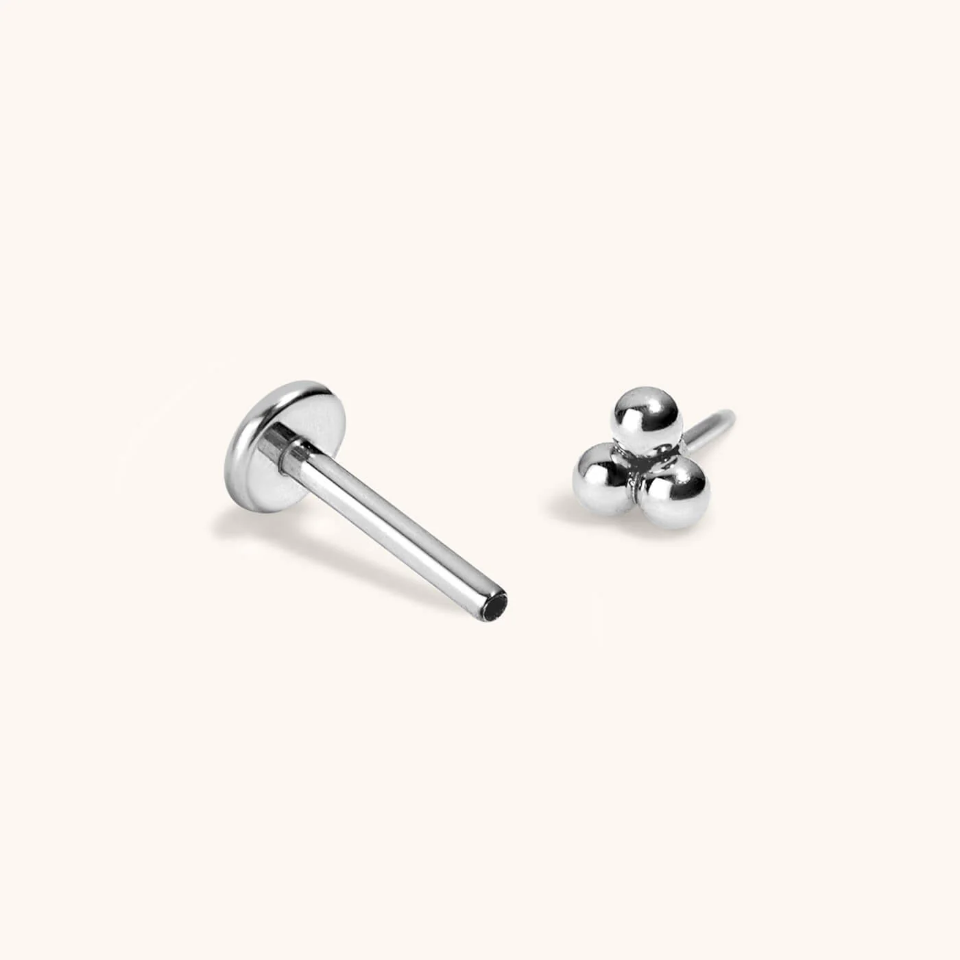 Tiny Trinity Push Pin Flat Back Earring - Image 5